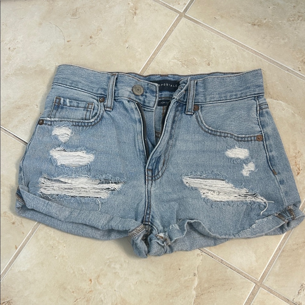 Aeropostale Light Blue Distressed Jean Shorts